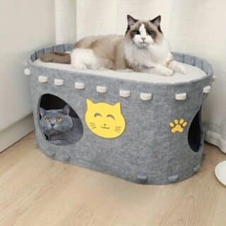 Lit Château pour Chat Double Couche – Oxford Durable & Intérieur Douillet — Petzy.ma Maroc