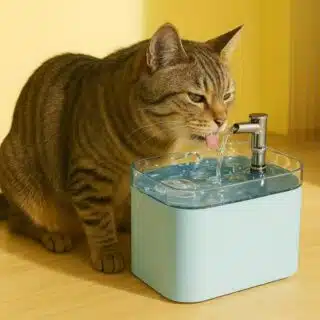 Fontaine à Eau pour Chats 1.5L USB avec Robinet en Acier Inoxydable et Filtres — Petzy.ma Maroc