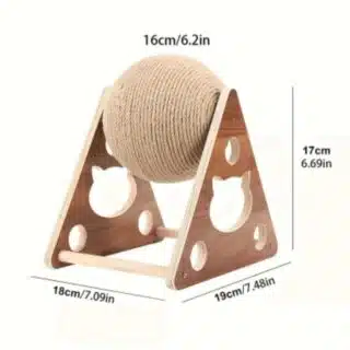 Griffoir en Bois Durable pour Chat - Corde Sisal Naturelle & Rotation — Petzy.ma Maroc