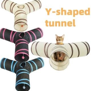 Tunnel pour Chat Pliable avec Balle – Design Coloré & Polyester Résistant — Petzy.ma Maroc