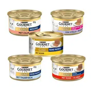 20 pièce Gourmet Gold Mausselines Mélange Poulet, Saumon, Bœuf, Thon 85 g — Petzy.ma Maroc