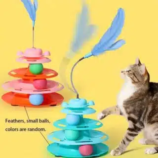 Jouet Interactif pour Chat 4 Niveaux - Plume & Balles Colorées — Petzy.ma Maroc