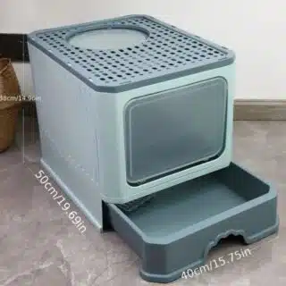 Portable et facile à installer bac à litière pour chat bac à litière pliable avec tiroir toilettes anti-écl… — Petzy.ma Maroc