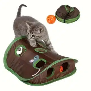 Tunnel Interactif 9 Trous pour Chat – Avec Balles & Souris en Peluche — Petzy.ma Maroc