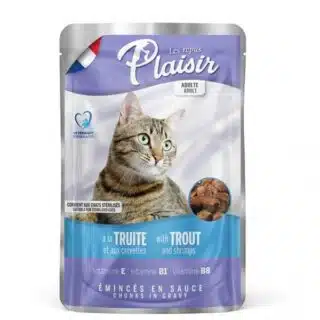 Sauce Plaisir Truite Morceaux pour Chats à Crevettes 100g — Petzy.ma Maroc