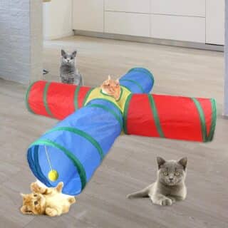 Tunnel d'Activité 4 Sorties pour Chat - Jouet Interactif Pliable — Petzy.ma Maroc