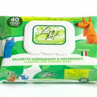 Lingettes Leopet humides pour chiens et chats Aloe et protéines de la soie 40 pcs. — Petzy.ma Maroc