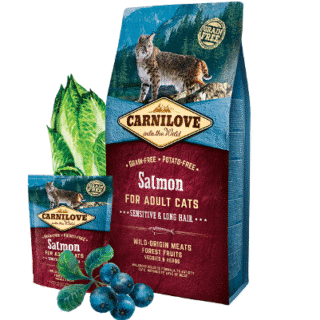 Carnilove Croquettes Saumon pour Chat - Peau Sensible & Poil Long — Petzy.ma Maroc
