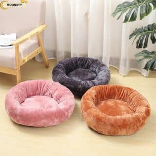 Panier Rond Apaisant 'Donut' en Velours pour Chat et Petit Chien - 50 cm — Petzy.ma Maroc