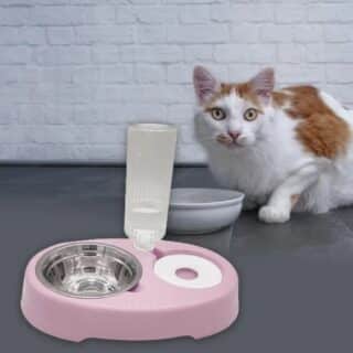 Gamelle Double Automatique Eau & Croquettes pour Chat et Chien — Petzy.ma Maroc