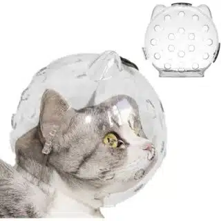 Casque de Toilettage pour Chat - Confort et Sécurité Anti-Morsure