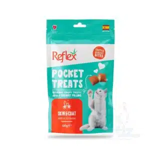 Reflex Pocket Treats Skin & Coat 60 g – Friandise riche en krill, biotine & vitamines pour pelage b… — Petzy.ma Maroc