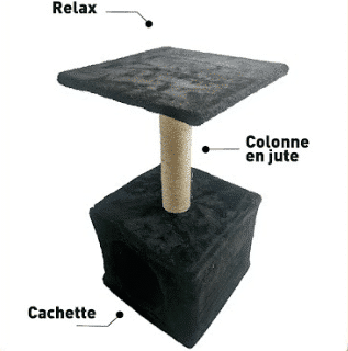 Arbre à chat (Cachette | Griffoir et Relax) Plusieurs Couleurs disponibles — Petzy.ma Maroc