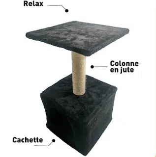 Arbre à chat (Cachette | Griffoir et Relax) Plusieurs Couleurs disponibles — Petzy.ma Maroc