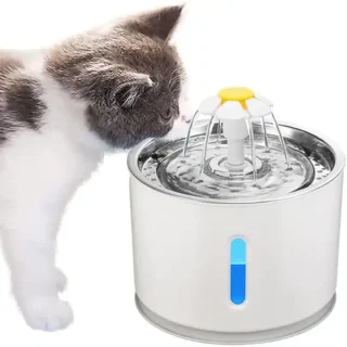 Fontaine à Eau Inox pour Chat & Chien – Silencieuse avec Indicateur LED — Petzy.ma Maroc