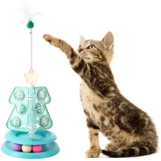 Jouet Interactif pour Chat - Arbre de Noël Balle & Plume — Petzy.ma Maroc