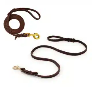 Laisse pour Chien en Cuir Tressé Marron 120 cm – Laisse Artisanale en Cuir Véritable – Confortable, Durable et Élégante