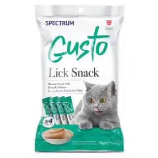 Spectrum Gusto® – Lick Snack pour Chats au Thon et au Saumon – 4 x 15 g