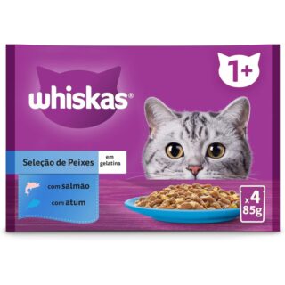 Whiskas® pouchon pour Chat Adulte – Poisson Salmon et thon– 4 x 85 g