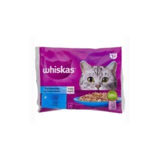 Whiskas® Délices de poisson avec saumon et thon – Nourriture humide pour chat adulte – 4 x 85 g