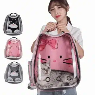 Sac à dos de transport transparent respirant pour Chat en forme de chat Hello Kitty